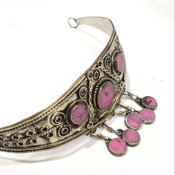 Afghan Pink Stone Tribal Crown, Ethnic Boho Girls Crown, Kuchi Jewelry, Handmade main image 6
